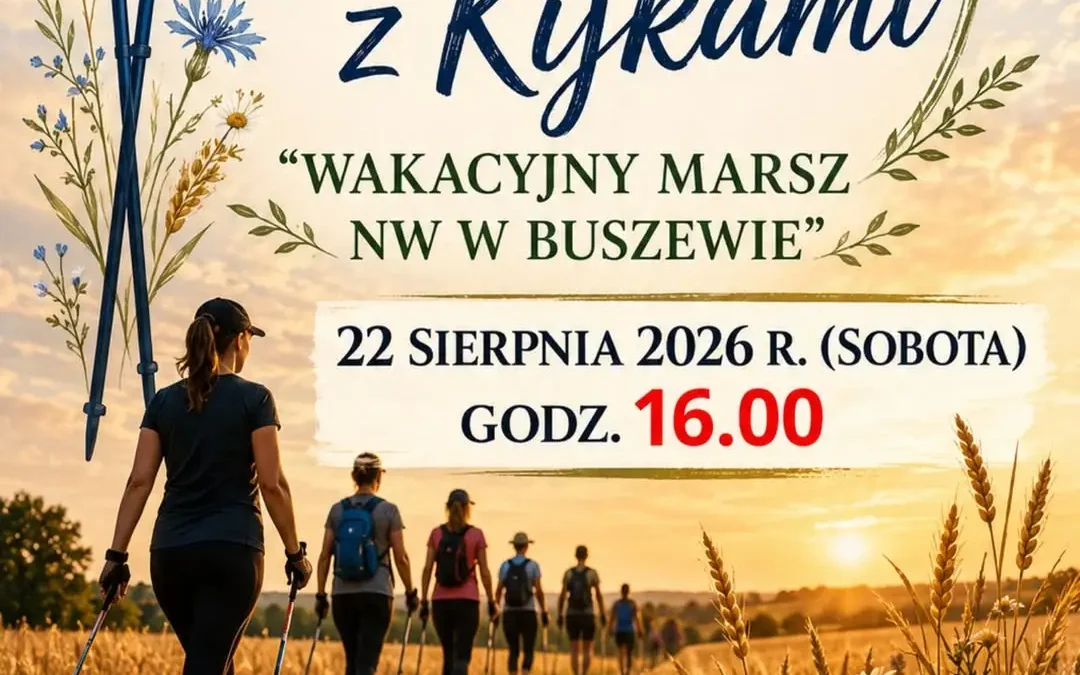 Wakacyjny marsz z kijkami w Buszewie – zaproszenie na rajd nordic walking