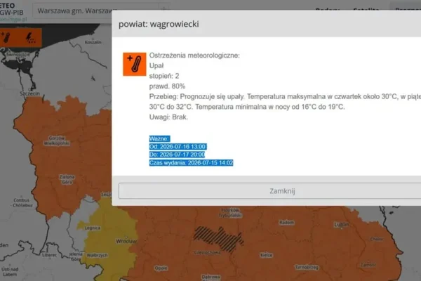 Ostrzeżenie meteorologiczne: upał drugiego stopnia w powiecie wągrowieckim