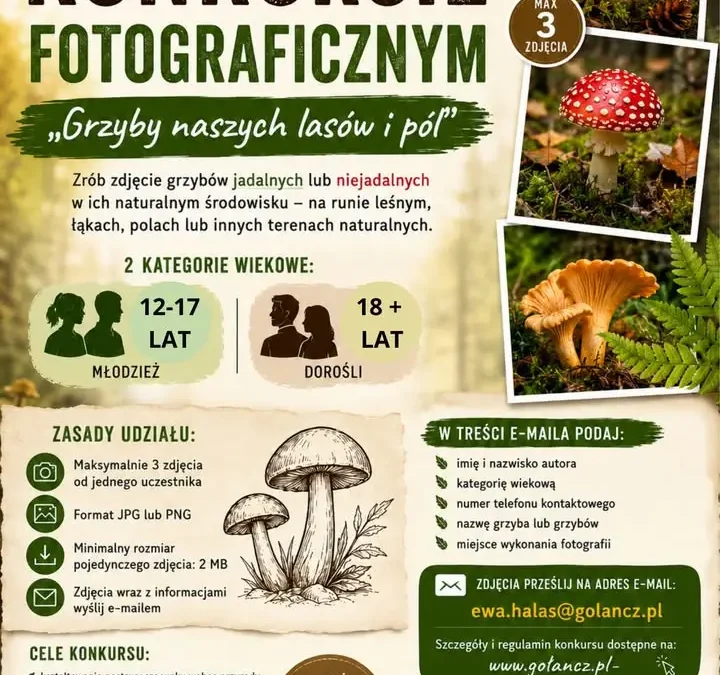 Konkurs fotograficzny „Grzyby naszych lasów i pól” w Gołańczy – zostały ostatnie tygodnie na zgłoszenia
