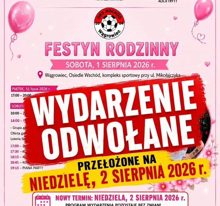 Festyn Rodzinny przełożony na jutro z powodu złej pogody