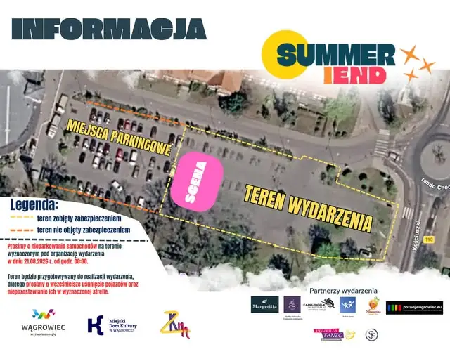Zmiana lokalizacji sceny SummerLend 2026 – parking przy Aquaparku w Wągrowcu
