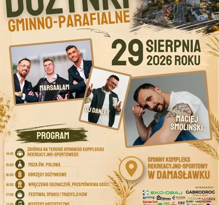Dożynki Gminno-Parafialne w Damasławku – święto plonów, tradycji i wspólnej zabawy