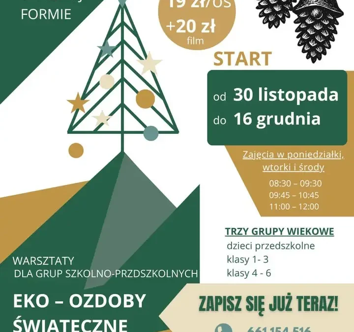 Wągrowiec: Eko-warsztaty świąteczne w MDK – od 30 listopada do 16 grudnia