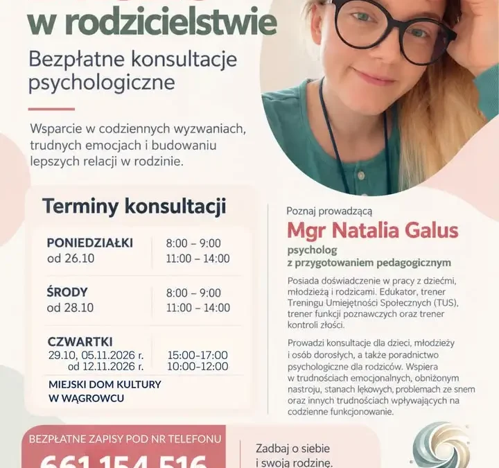 Wągrowiec: bezpłatne warsztaty i konsultacje dla rodziców w Miejskim Domu Kultury