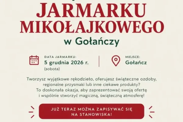 Gołańcz: Zapisy na Świąteczny Jarmark Mikołajkowy 2026
